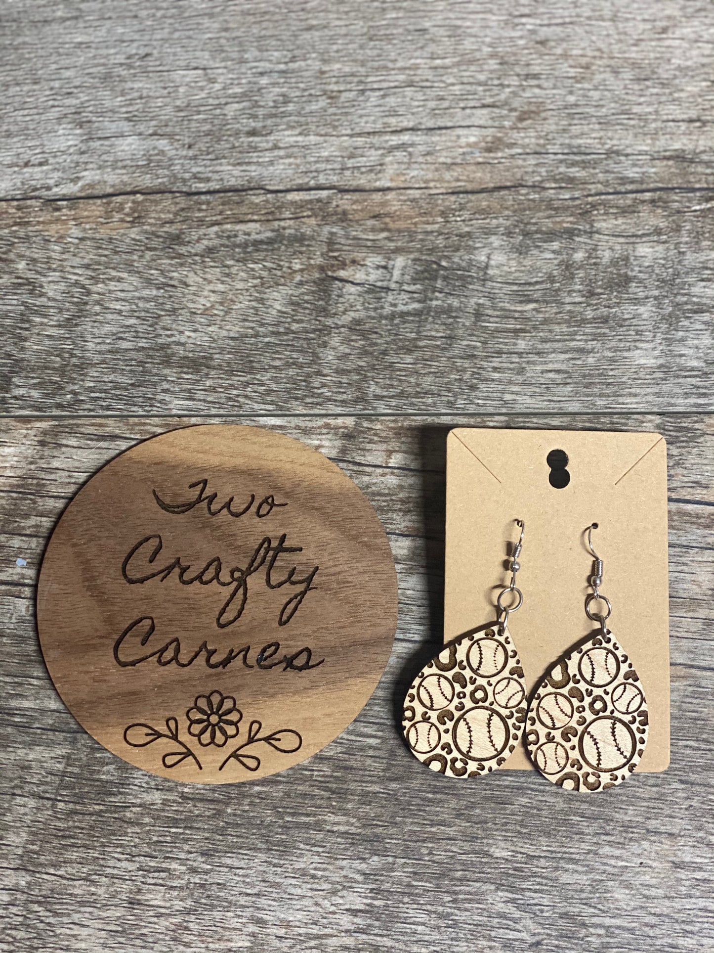 Baseball/Softball Dangle Maple Wood Earrings