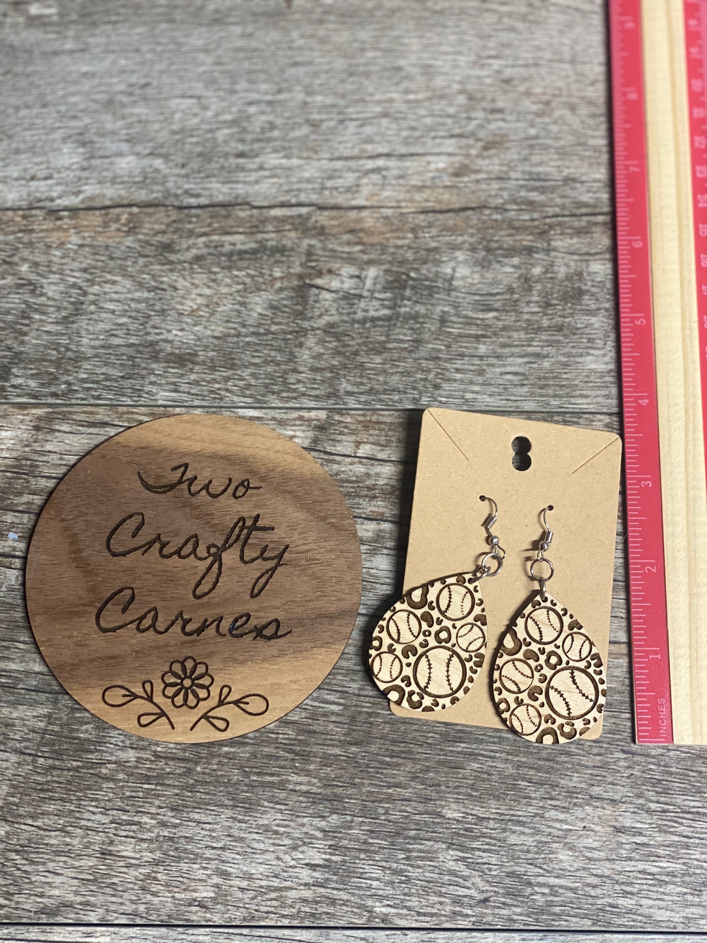 Baseball/Softball Dangle Maple Wood Earrings