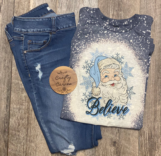 BELIEVE NAVY BLEACHED TEE