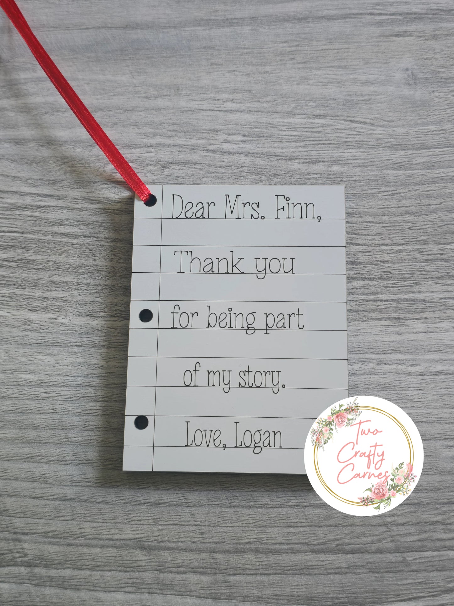 Dear Teacher Christmas Ornament Personalized