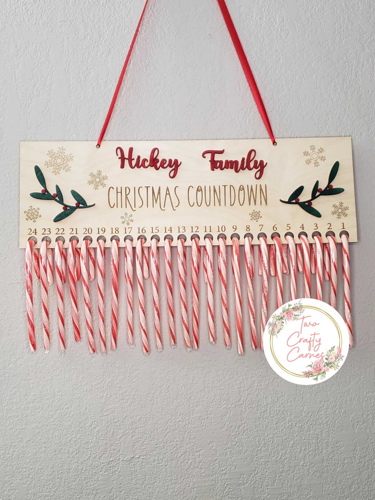 Candy Cane Christmas Countdown Sign Personalized