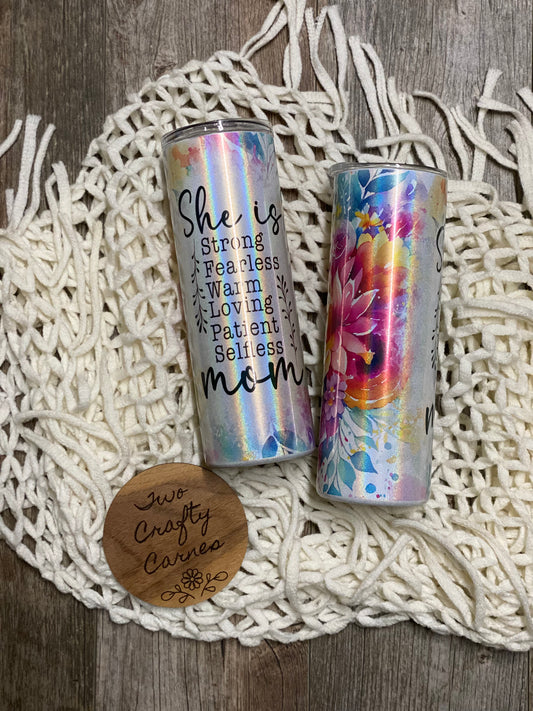 MOM FLORAL SHIMMER TUMBLER