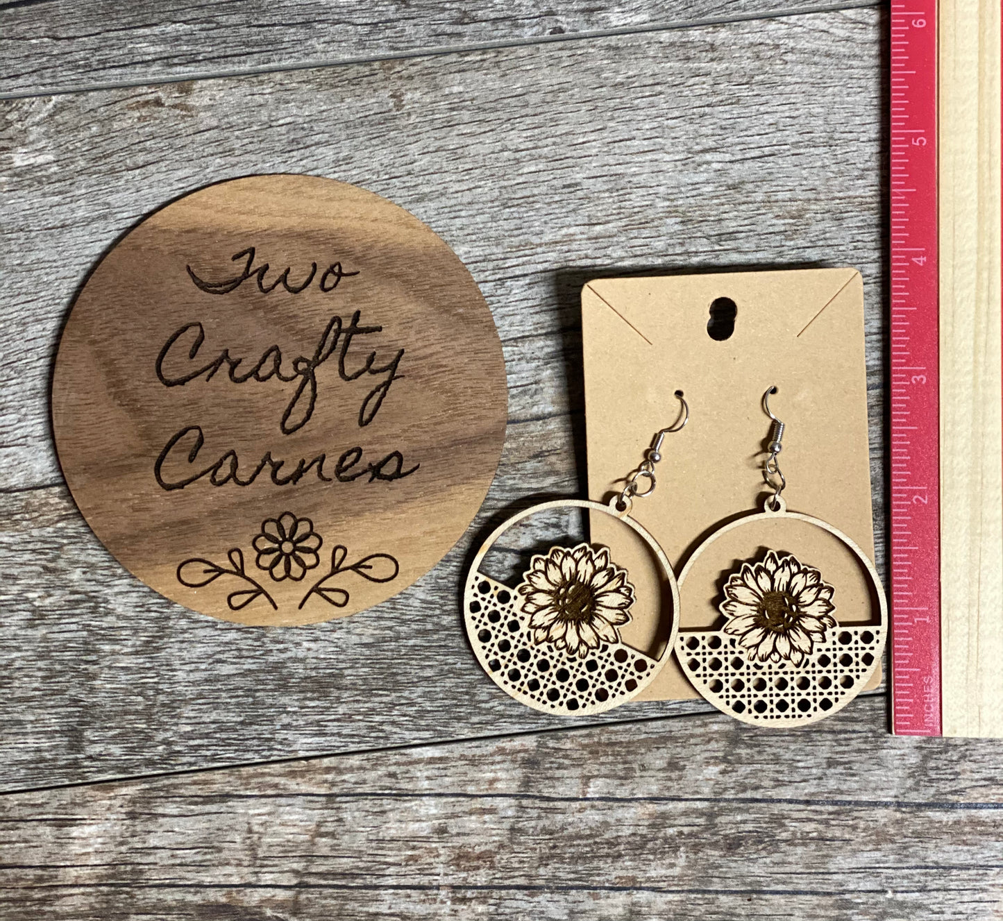 Sunflower Maple Wood Earrings