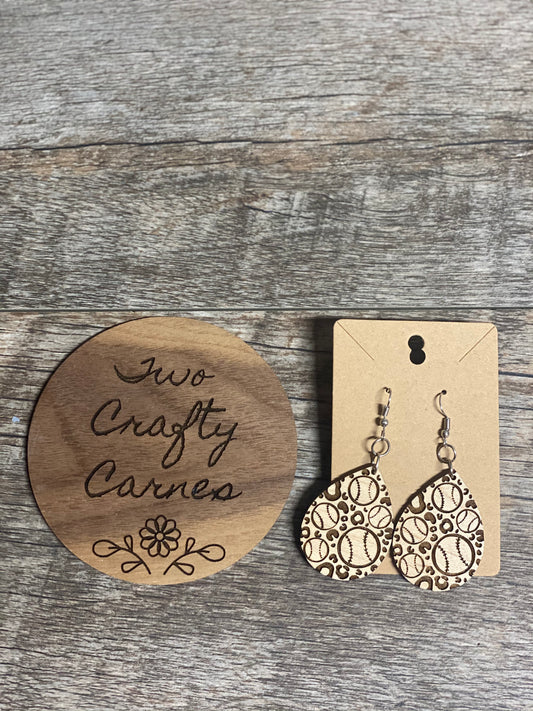 Baseball/Softball Dangle Maple Wood Earrings