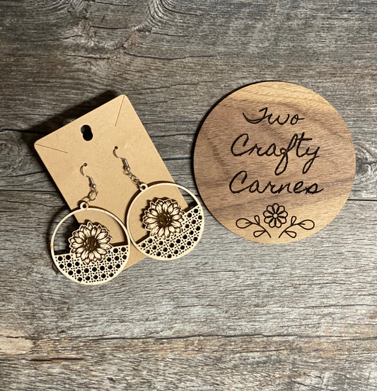 Sunflower Maple Wood Earrings