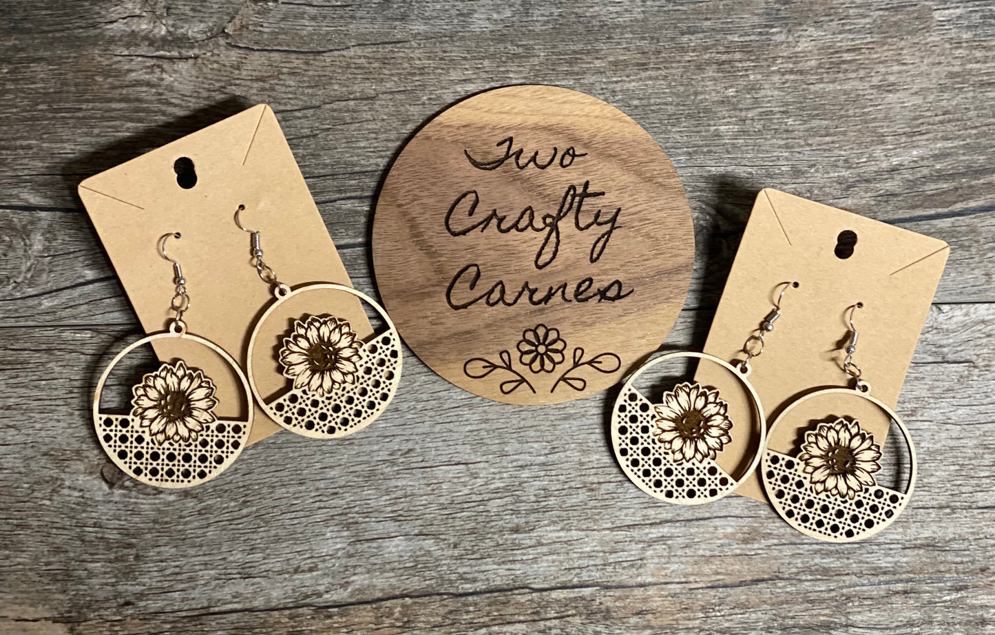 Sunflower Maple Wood Earrings