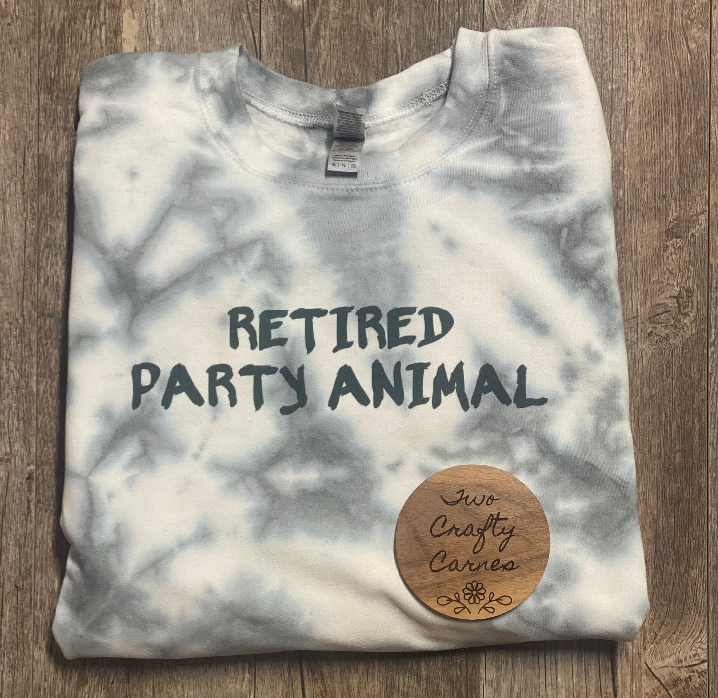 RETIRED PARTY ANIMAL GRAY HAND DYED CREWNECK